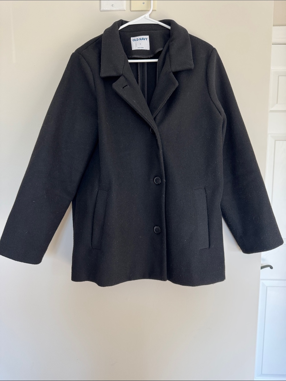 Old Navy Black Women's Pea Coat - Classic Single-Breasted